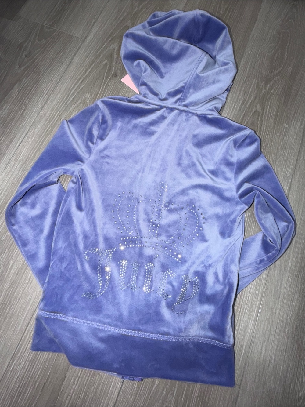 💜Juicy Couture💜PeriwinkleVelour Rhinestone Hoodie & Pants - Picture 6 of 9